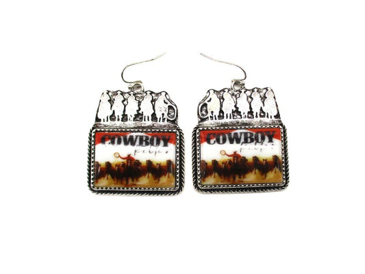 Western Cowboy Killer Portrait Dangle Earring