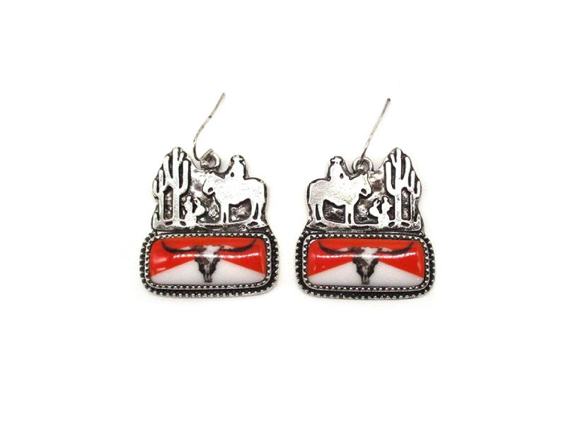 Western Steerhead Portrait Dangle Earring