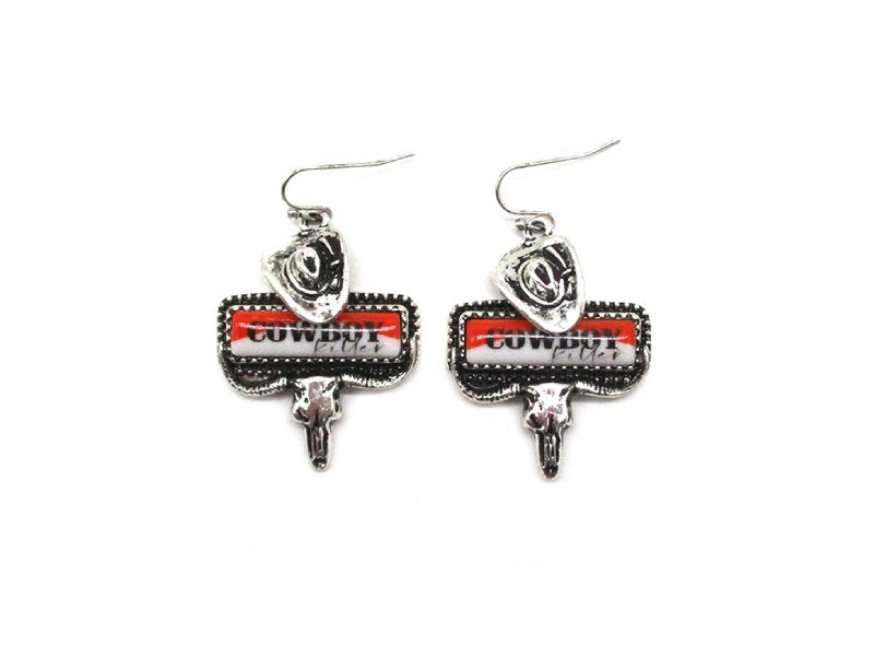 Western Cowboy Killer Steerhead Dangle Earring