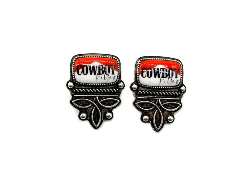 Western Cowboy Killer Boot Stitch Post Earring