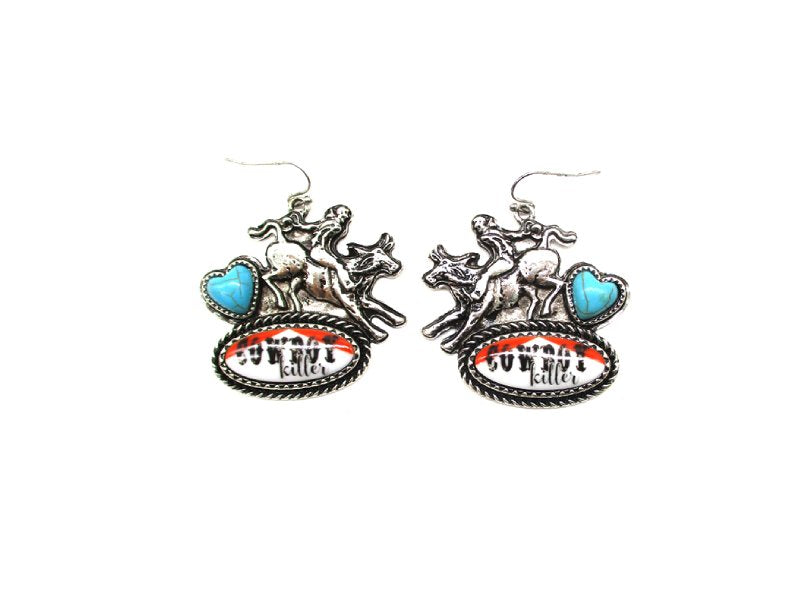 Western Cowboy Killer Horse Riding Dangle Earring
