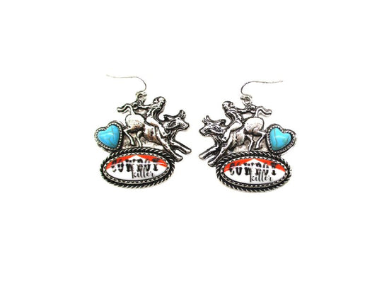 Western Cowboy Killer Horse Riding Dangle Earring