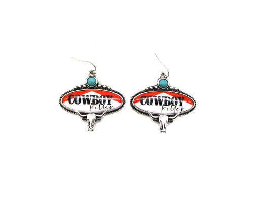 Western Cowboy Killer Steerhead Dangle Earring