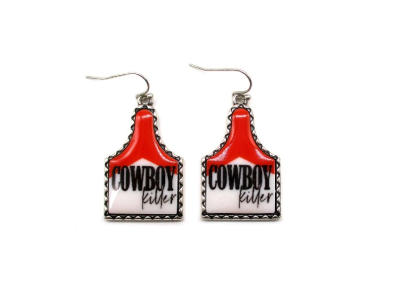 Western Cowboy Killer Cattle Tag Dangle Earring