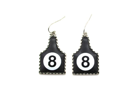 8 Ball Cattle Tag Dangle Earring