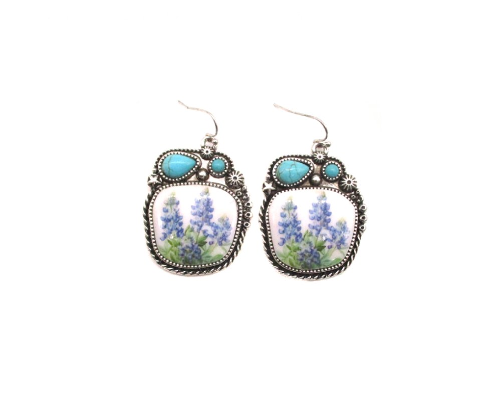 Western Flower Portrait Dangle Earring