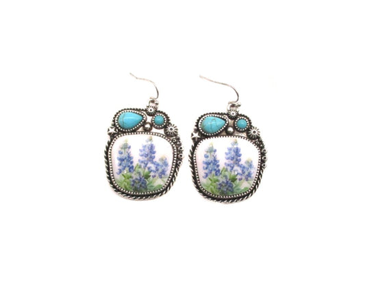 Western Flower Portrait Dangle Earring