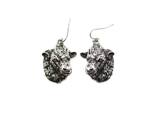 Western Cow Head Dangle Earring