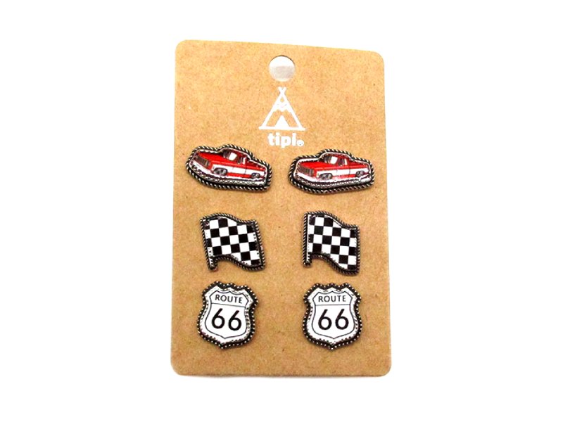 Western Racing Theme 3 Pair Earring Set