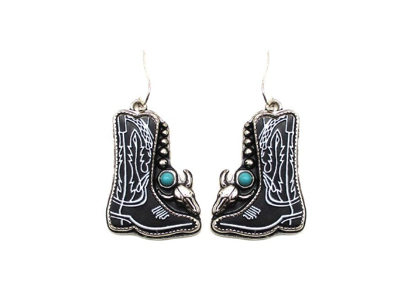 Western Cowboy Boots Turquoise Dangle Earring