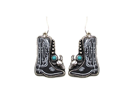 Western Cowboy Boots Turquoise Dangle Earring