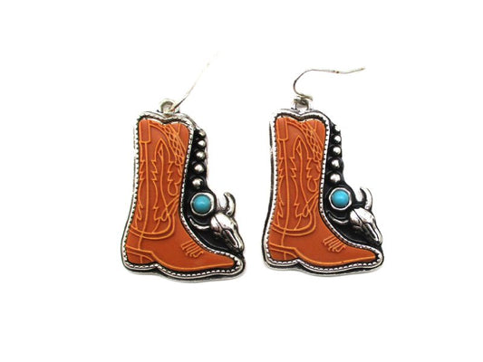 Western Cowboy Boots Turquoise Dangle Earring