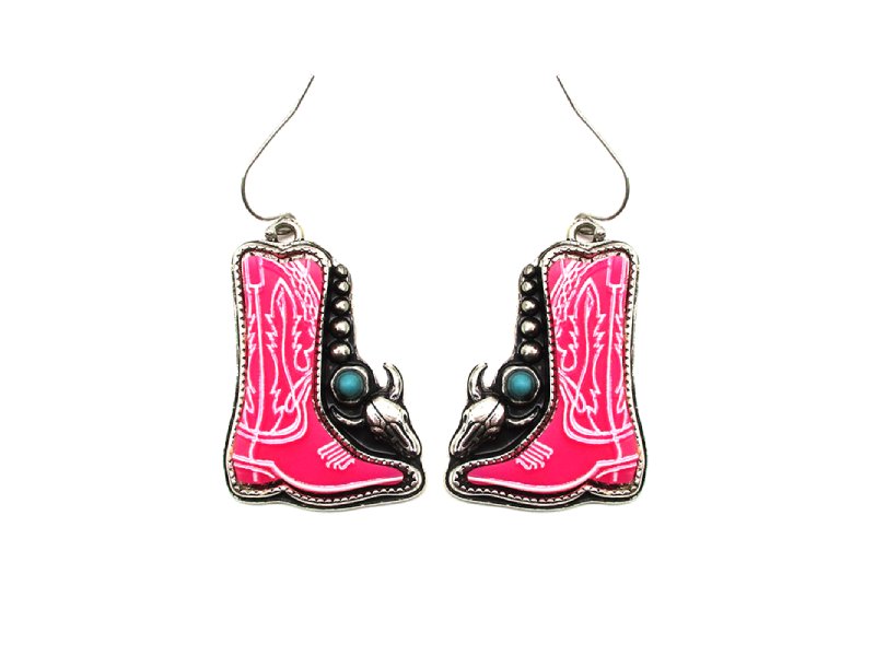 Western Cowboy Boots Turquoise Dangle Earring
