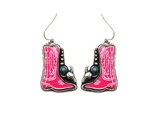 Western Cowboy Boots Turquoise Dangle Earring