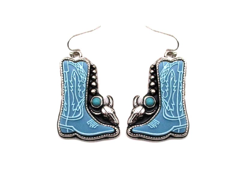 Western Cowboy Boots Turquoise Dangle Earring