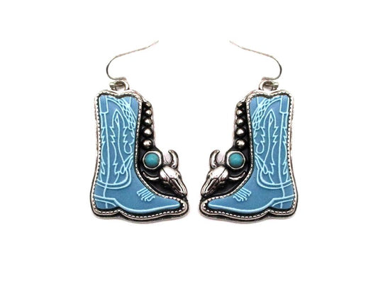 Western Cowboy Boots Turquoise Dangle Earring
