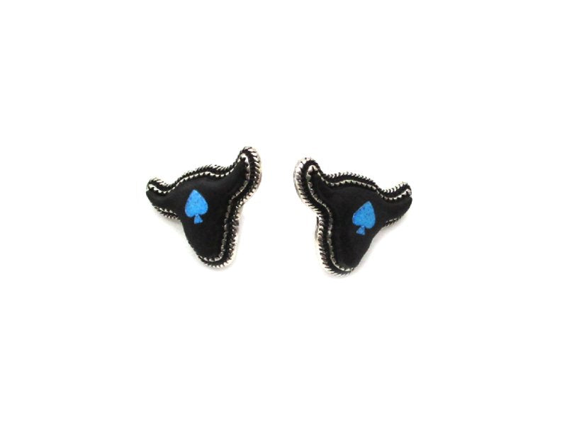 Western Black Cow Head Spade Post Earring