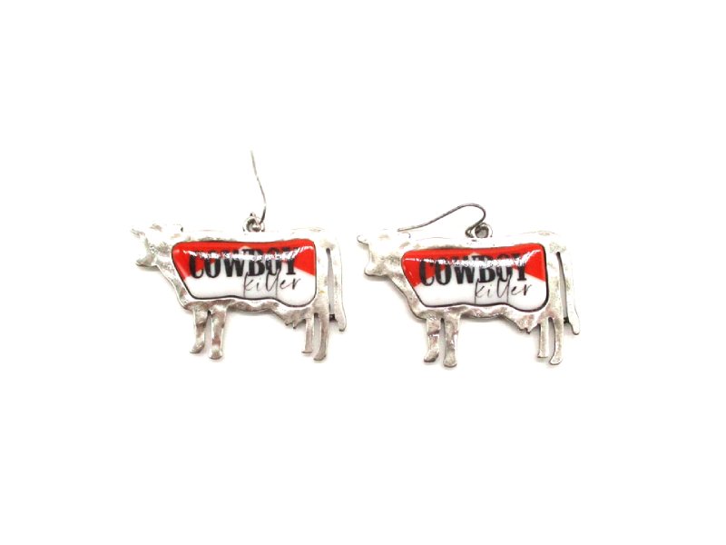 Western Cowboy Killer Cow Dangle Earring