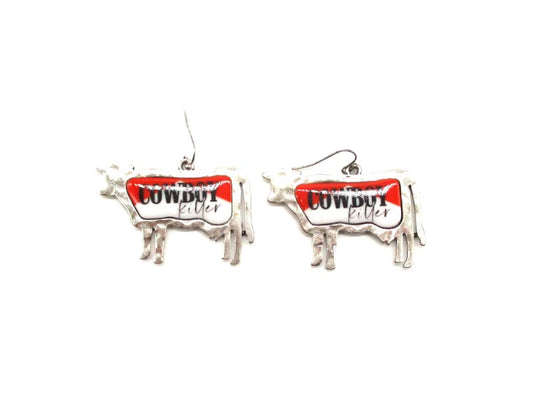 Western Cowboy Killer Cow Dangle Earring