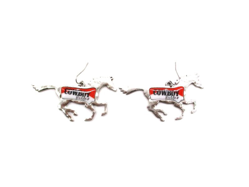 Western Running Horse Cowboy Killer Dangle Earring