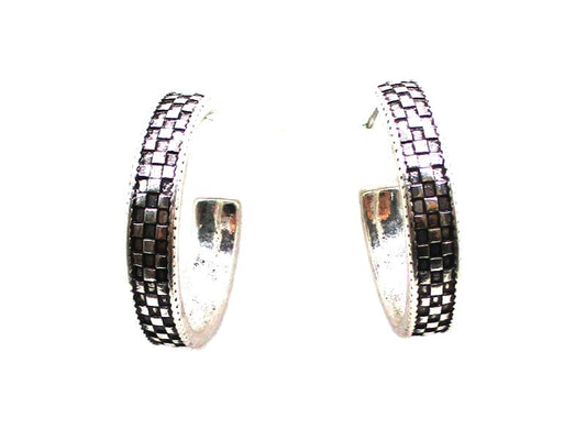 Western Checkered Hoop Earring