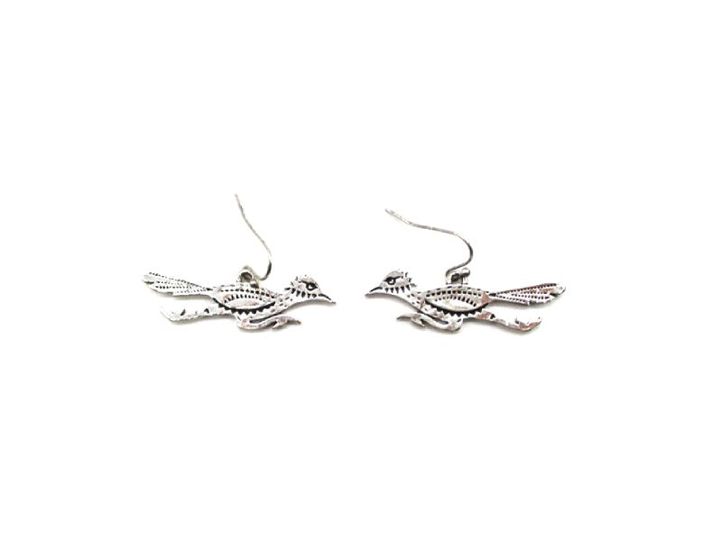 Western Etched Road Runner Dangle Earring