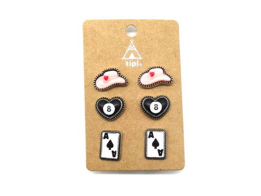 Multi Theme 3 Pair Earring Set
