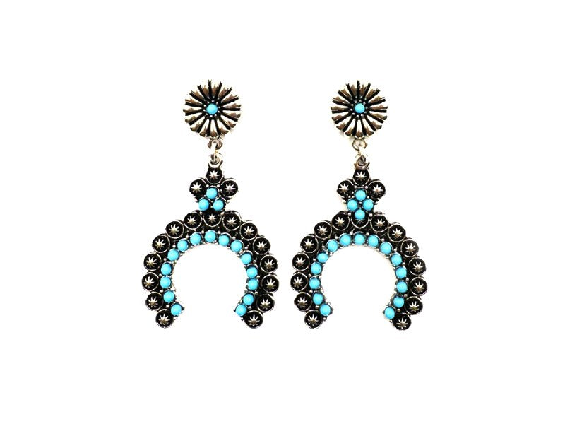 Western Turquoise Concho Dangle Earring