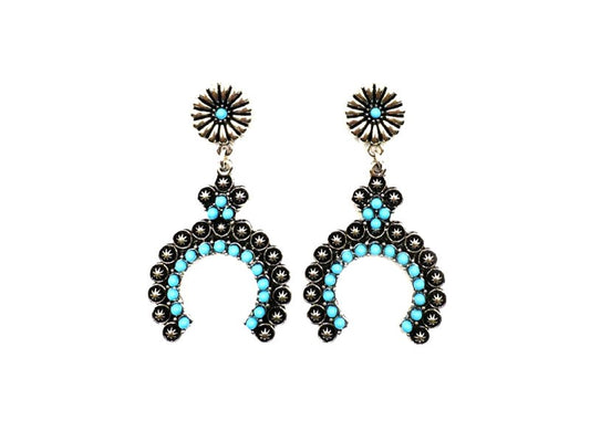 Western Turquoise Concho Dangle Earring