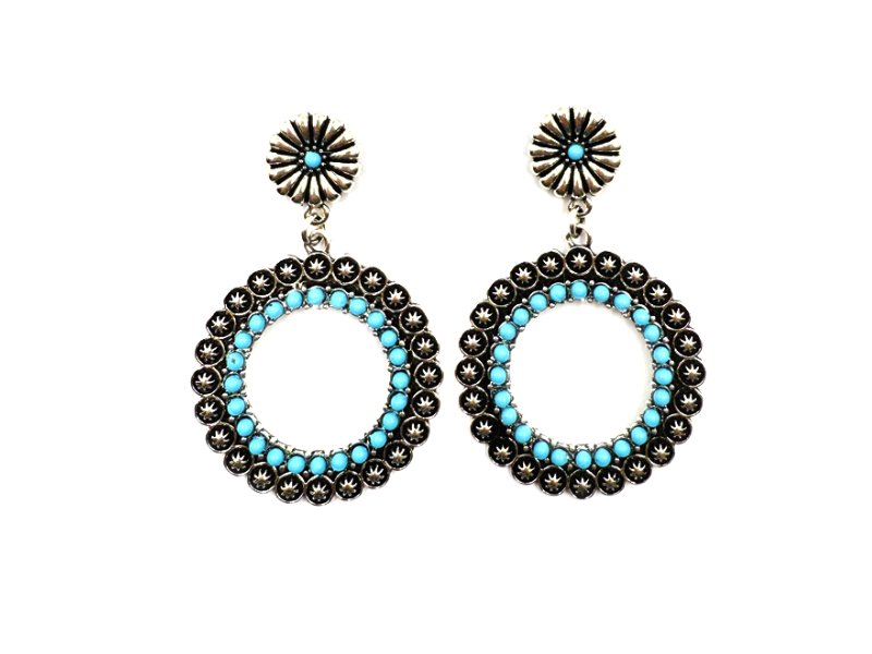 Western Round Turquoise Dangle Earring