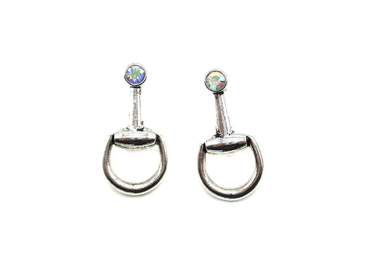 Western Snaffle Bit AB Stone Post Earring