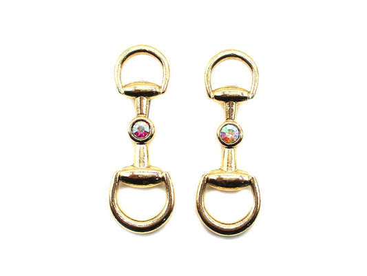 Western Snaffle Bit AB Stone Post Earring