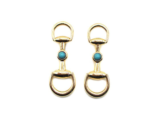 Western Snaffle Bit Turquoise Post Earring