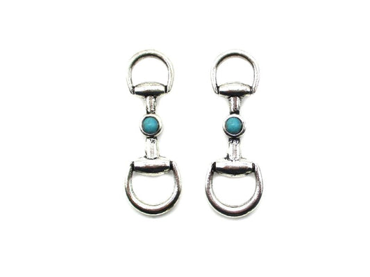 Western Snaffle Bit Turquoise Post Earring