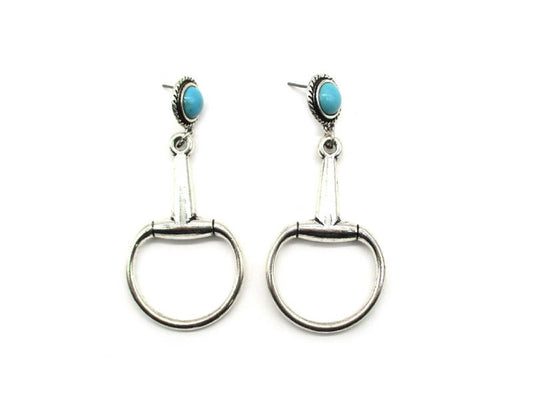 Western Snaffle Bit Turquoise Dangle Earring
