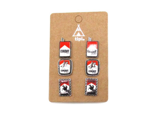 Western 3Pair Cowboy Killer Theme Earring Set
