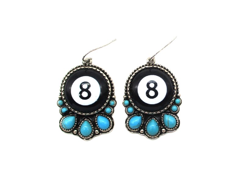 8 Ball Turquoise Stone Dangle Earring