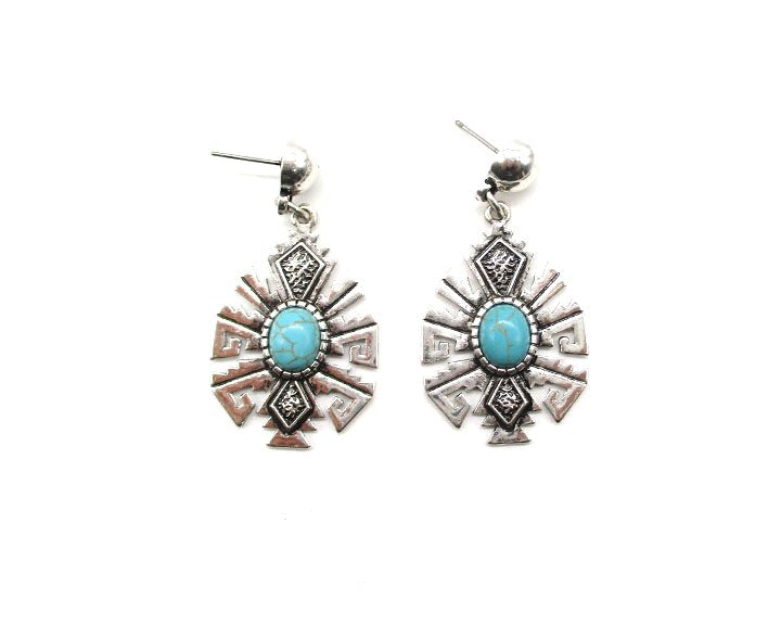 Western Turquoise Concho Dangle Earring