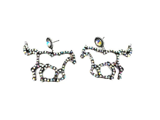 Western AB Stone Running Horse Dangle Earring