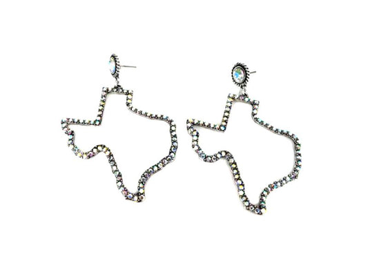 Western AB Stone Texas Map Dangle Earring