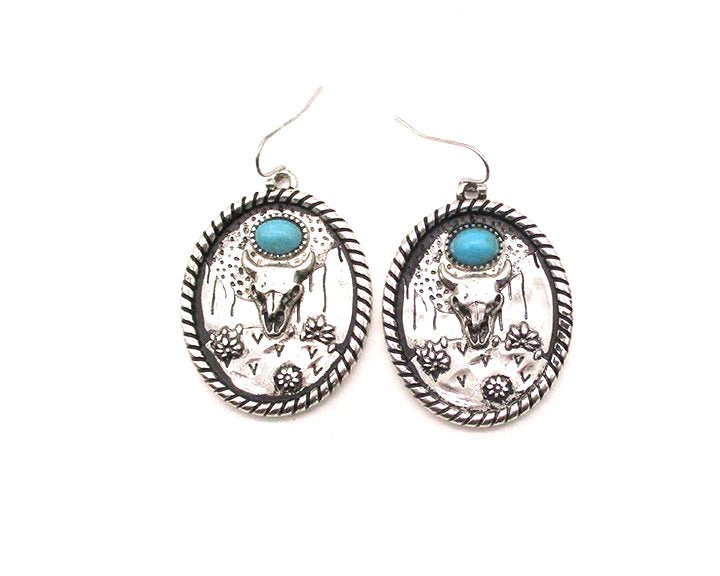 Western Steerhead Plate Dangle Earring
