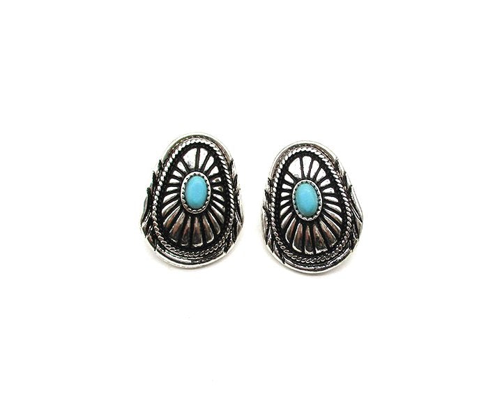 Western Small Turquoise Concho Post Earring