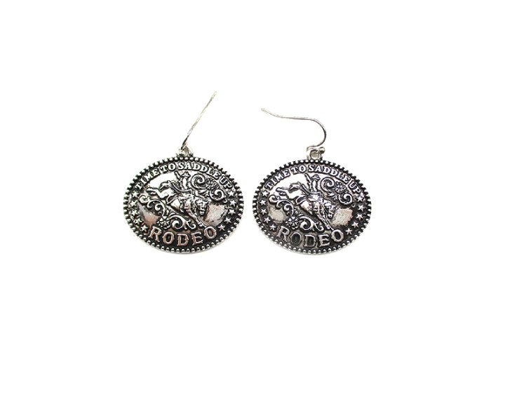 Western Time To Saddle Rodeo Dangle Earring