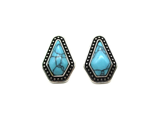 Western Turquoise Tear Drop Stud Earring