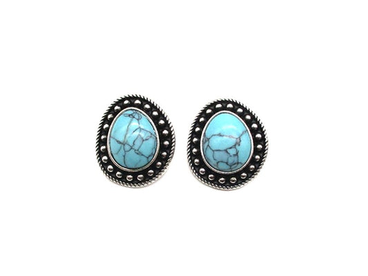 Western Turquoise Oval Stud Earring