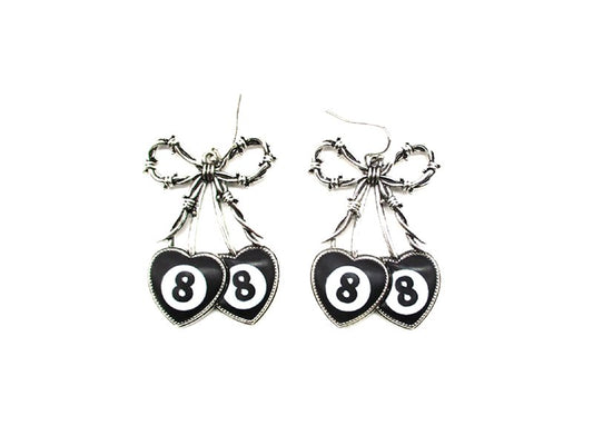 Western Barbed Wire 8 Bal Heart Dangle Earring