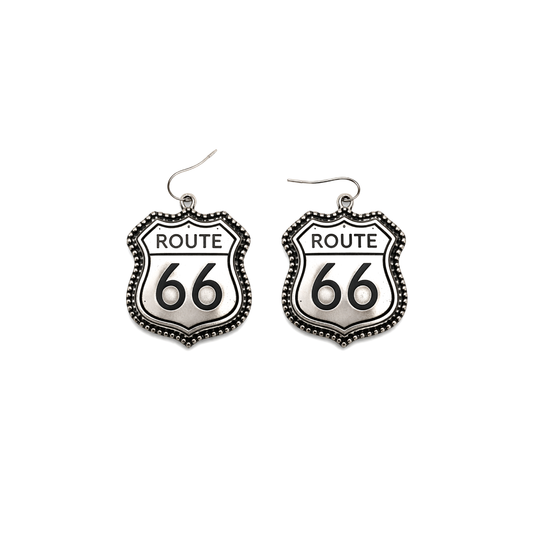 Western Route 66 Sign Dangle Earring