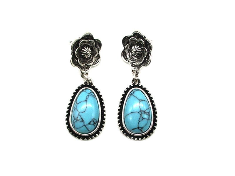 Western Flower Turquoise Dangle Earring