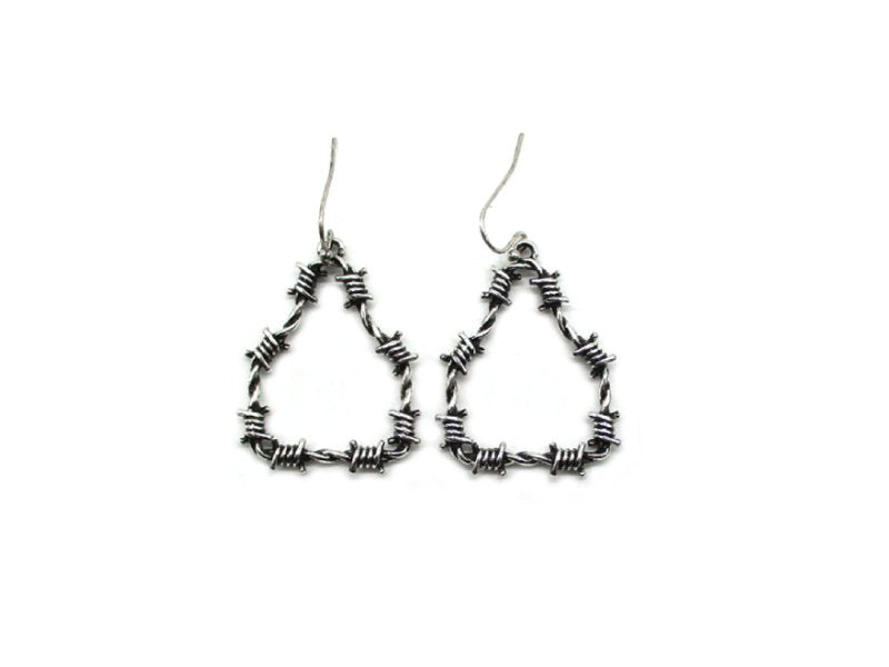 Western Barbed Wire Cattle Tag Dangle Earring