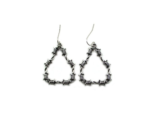 Western Barbed Wire Cattle Tag Dangle Earring